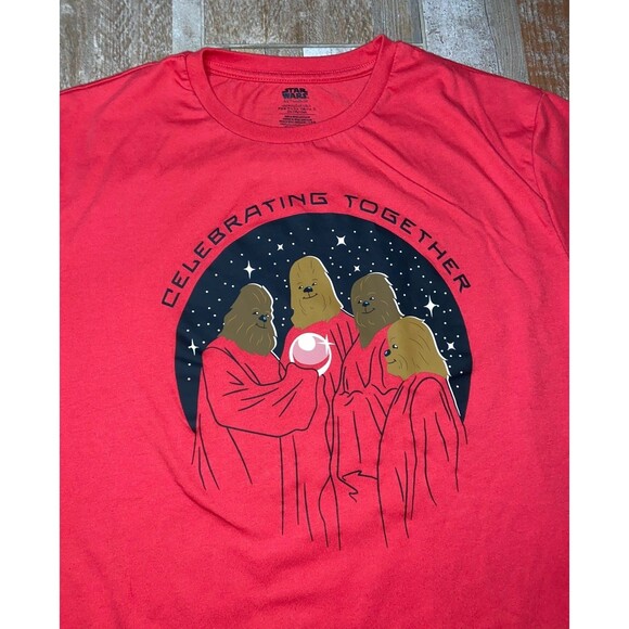 2022 Star Wars Shirt Adult Large Red Chewbacca Life Day Galaxys Edge Christmas - Picture 2 of 9